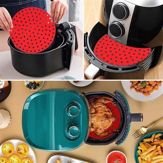  Robinanka® Renkli Isıya Dayanıklı Yıkanılabilir Silikon Fırın Ve Airfryer Yuvarlak Pişirme Matı 20 Cm