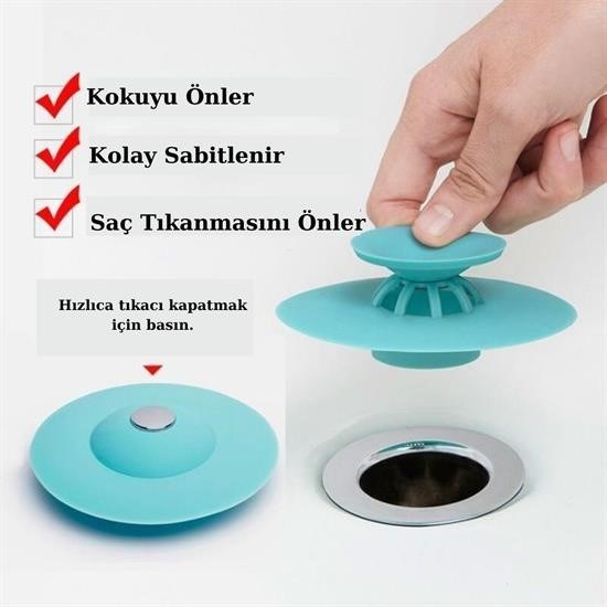 Robinanka® Silikon Malzeme Banyo Mutfak Gider Evye Lavabo İçine Çöp Tıpası Kaydırmaz Süzgeç Çeşitleri M