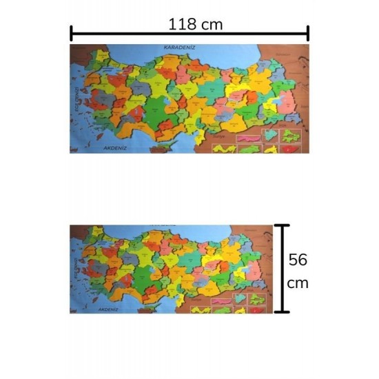 Robinanka® Renkli Türkiye Haritası Manyetik Yapıştırıcı Gerektirmeyen Duvar Stickerı 118 CM * 56 CM