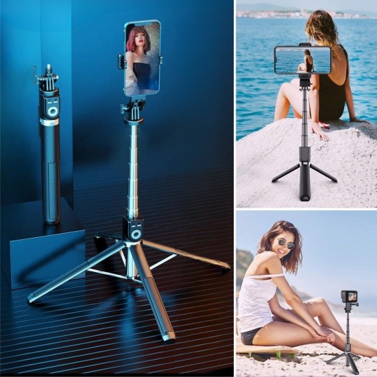 Robinanka® Fotoğraf Makinası ve Telefon Takılabilen 2si 1 Arada 2.2m Uzayan Selfie Çubuğu Kumandalı Tripod