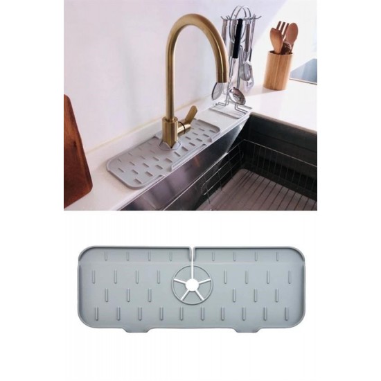 Robinanka® Lavabo İçin Silikon Esnek Mat Musluk Sapı Damlama Tutucu Raf Mutfak Tezgahı Sıçrama Koruma