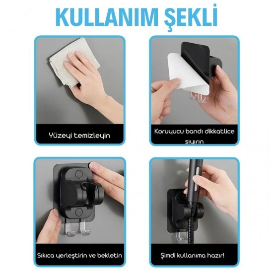 BUFFER® Kendiliğinden Güçlü Yapışkanlı Askılı Duş Başlık Tutucu