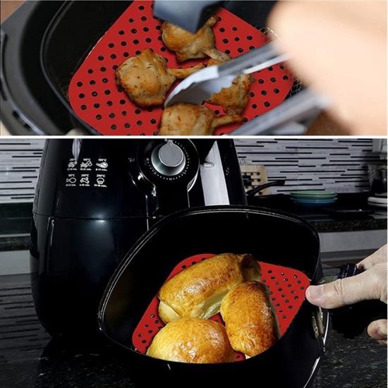  Robinanka® Renkli Isıya Dayanıklı Yıkanılabilir Silikon Fırın Ve Airfryer Kare Pişirme Matı 21,5 Cm