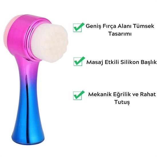 Robinanka® Çift İşlevli Renkli Cilt Yüz Temizleme Fırçası Peeling Masaj Etkili Gözenek Temizleyici Alet