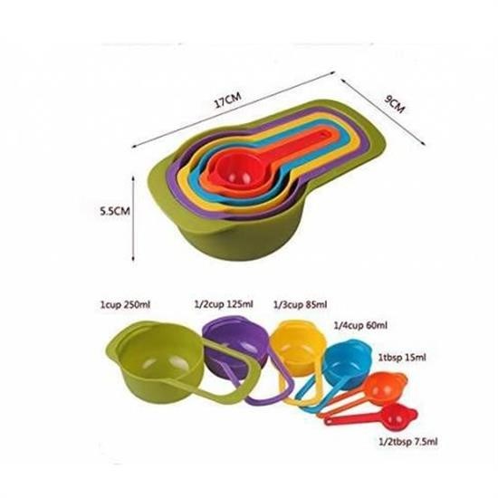 Robinanka® Pratik Ölçü Kaşığı Kabı 5li Şeker Baharat Sıvı Ölçer Aparat
