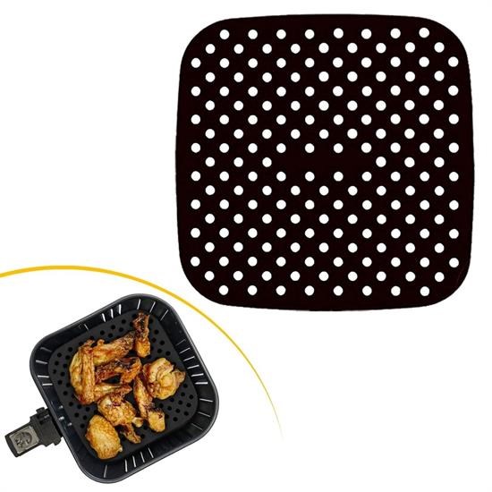  Robinanka® Renkli Isıya Dayanıklı Yıkanılabilir Silikon Fırın Ve Airfryer Kare Pişirme Matı 21,5 Cm