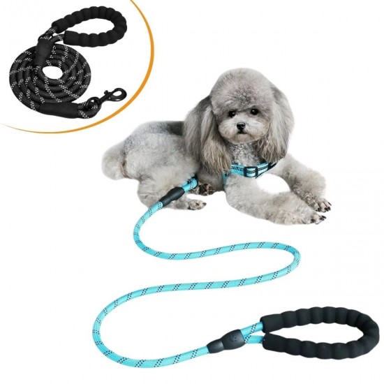 Robinanka® Reflektörlü Fosforlu Köpek Gezdirme Halatı Tasma Kayışı Metal Kancalı 130 cm 