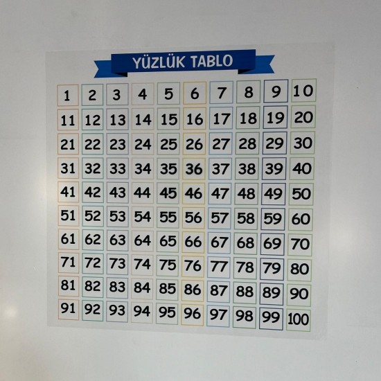 BUFFER® Matematik Öğreten Yüzlük Tablo Duvarda İz Bırakmaz Akıllı Kağıt Yapışkansız Statik  60x60 cm