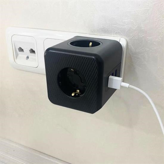 Robinanka® Isıya Dayanıklı Termal Akım Korumalı ve Çocuk Korumalı 3 Priz Girişli 3 USB Girişli Küp Priz