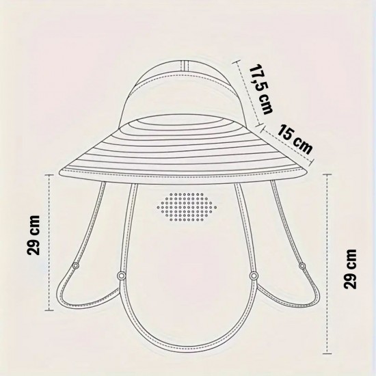 BUFFER® Güneş Koruyuculu Nefes Alabilen Maskeli ve Boyun Kapaklı Geniş Kenarlı Balıkçı Şapkası