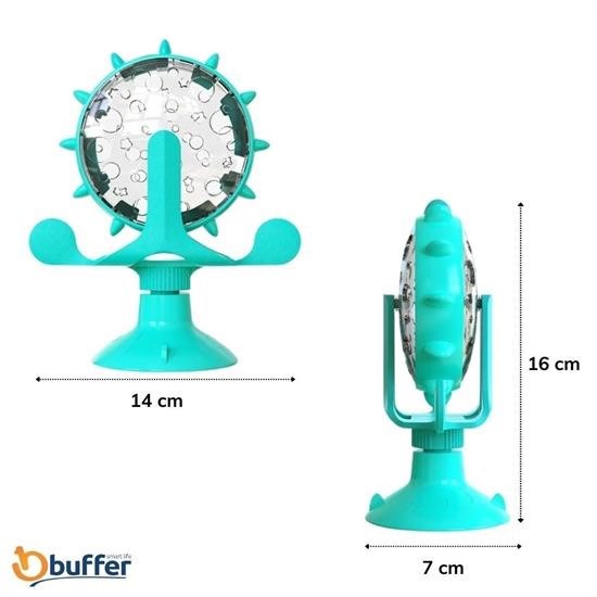 Robinanka® Vantuzlu Zilli İnteraktif Dönebilen Mama Kaplı Renkli Eğlenceli Eğitici Kedi Oyuncağı